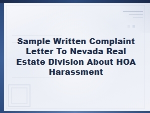 How to File an Hoa Harassment Complaint in Nevada