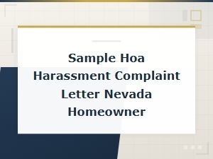 Sample Hoa Harassment Complaint Letter for Nevada Homeowners